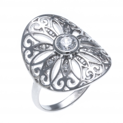 Bague argent rhodié 3,8g - zircons - T50 à 60