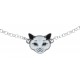 Bracelent argent rhodié 2g - enfant - chat noir et blanc - email - 14+3cm