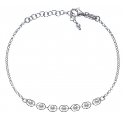 Bracelet argent rhodié 2,2g - perles synthéthiques - 17+3cm