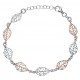 Bracelet argent rhodié 5,4g - 2 tons - rosé et rhodié - feuilles - 17+3cm