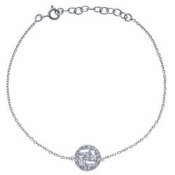 Bracelet argent rhodié 2g - zircons rond - 17+3cm