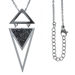 Collier acier - cristal rock - 45+5cm