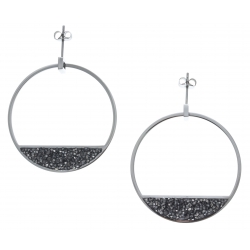 Boucles d'oreille acier - cristal rock - diamètre 4cm