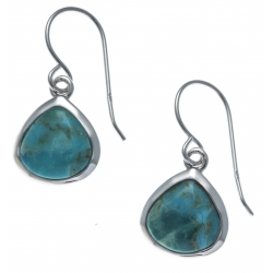 Boucles d'oreille argent rhodié 2,2g - turquoise assemblée