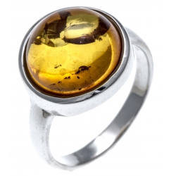 Bague argent rhodié 3,2g - ambre - T52 à 60