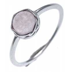 Bague argent rhodié 1,3g - quarzite  teinté rose - T50 à T60