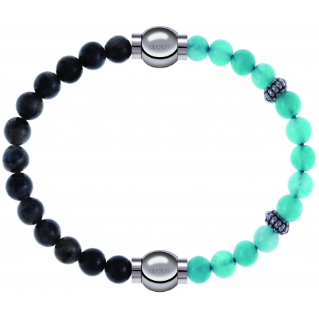 Apollon - Collection MiX Femme - labradorite - diamètre 6mm - longueur 9,25cm + jade verte - composants acier - longueur…