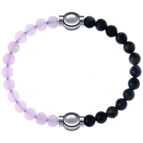 Apollon - Collection MiX Femme - quartz rose - diamètre 6mm - longueur 9,25cm + labradorite - diamètre 6mm - longueur 9,…