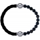 Apollon - Collection MiX Femme - cuir tressé italien noir - diamètre 5mm - longueur 9,25cm + labradorite - diamètre 6mm …