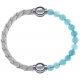 Apollon - Collection MiX Femme - cuir tressé italien blanc - diamètre 5mm - longueur 9,25cm + jade bleue - diamètre 6mm …