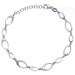 Bracelet argent rhodié 3,6g - ovales - 17+3cm