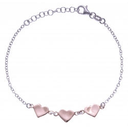 Bracelet argent rhodié 2,8g - 2 tons - curs rosés - 17+3cm