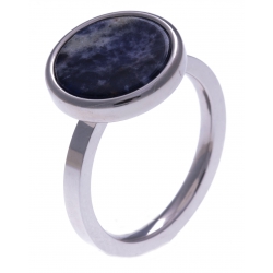 Bague en acier - sodalite - diamètre 14 mm - T50 à 60