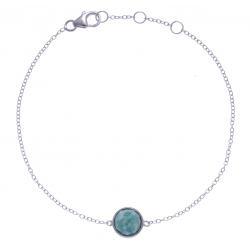 Bracelet argent rhodié 1,5g - amazonite facetté - 17+1+1cm