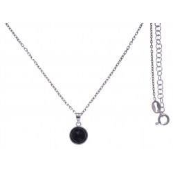 Collier argent rhodié 3g - onyx facetté - 38+5cm