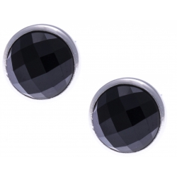 Boucles d'oreille argent rhodié 1,8g - onyx facetté