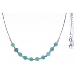 Collier argent rhodié 7,6g - 10 billes de 6mm en amazonite - 40+7cm