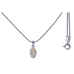 Collier argent rhodié 3g - opale noble d'éthiopie - 40+5cm