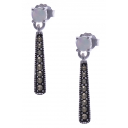 Boucles d'oreille argent rhodié 2,1g - opale noble d'éthiopie - marcassites