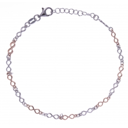 Bracelet argent rhodié 3,4g - 2 tons - ronds - 17+3cm