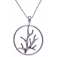 Collier argent rhdoié 5,7g - arbre -  zircons - 40+5cm