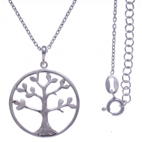 Collier argent rhdoié 4,1g - arbre - 40+5cm