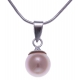 Collier argent rhodié 3,1g - perle rose syntéhtique - 40cm