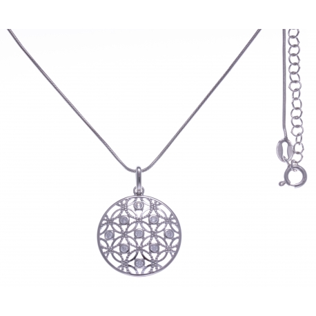 Collier argent rhodié 6g - zircons - 45+5cm