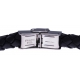 Bracelet acier - cuir tressé noir italien - composants acier - caoutchouc noir -