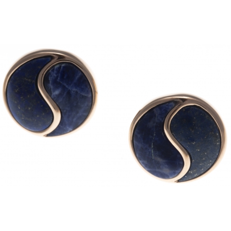 Boucles d'oreille en acier rosé - lapis - sodalite