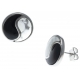 Boucles d'oreille en acier - howlite blanche - onyx