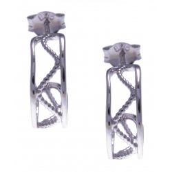 Boucles d'oreille argent rhodié 1,7g - demi-créole - filigrané - diamètre 14mm