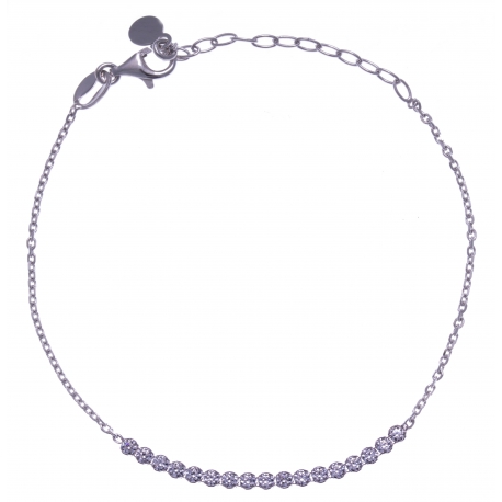 Bracelet argent rhodié 1,9g - petite rivière cristaux de swarovski - couleur : b