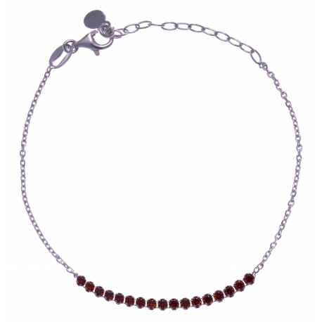 Bracelet argent rhodié 1,9g - petite rivière cristaux de swarovski - couleur : r