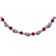 Bracelet argent rhodié 5,8g - perles rouges facettées - 16+4cm