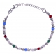 Bracelet argent rhodié 4,3g - perles multicolores facettées - 16+4cm