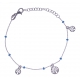 Bracelet argent rhodié 1,9g - breloques arbres de vie - perles bleues - 16+4cm