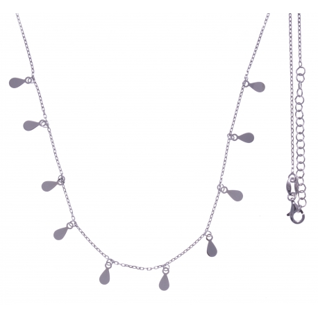 Collier argent rhodié 3,2g - pampilles - gouttes - 42+5cm