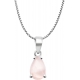 Collier argent rhodié 3,1g - poire 6*9mm - quartz rose cabochon - 40cm