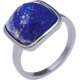 Bague acier - coussin 12x12mm - lapis lazuli facetté - T50 à T62