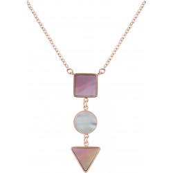 Collier acier rosé  - carré nacre blanche - rond nacre rose - triangle nacre blanche - 40+5cm