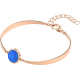 Bracelet Jonc semi-rigide en acier rosé - cabochon lapis lazuli 11mm - 16+4cm