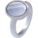 Bague en acier - blue lace agate - cabochon oval 9x11mm - T50 à 64