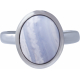 Bague en acier - blue lace agate - cabochon oval 9x11mm - T50 à 64