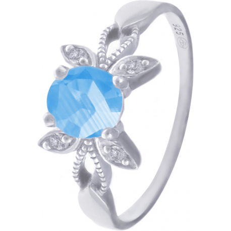 Bague en argent rhodié - topaze bleue - 6mm - 3g - 50 à 64