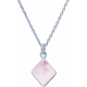 Collier en argent rhodié - quartz rose - 11x13mm - 2,9g - 40cm