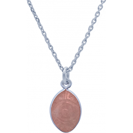 Collier en argent rhodié - strawberry quartz - 8x12mm - 3,5g - 38+5cm