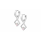 Boucles d'oreilles en acier - nacre rose - diamètre anneaux 14mm