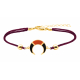 Bracelet coton marron foncé acier doré corne - il de taureau et Onyx - 16 + 4cm