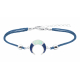 Bracelet coton bleu acier corne - Lapis lazuli et Amazonite - 16 + 4cm